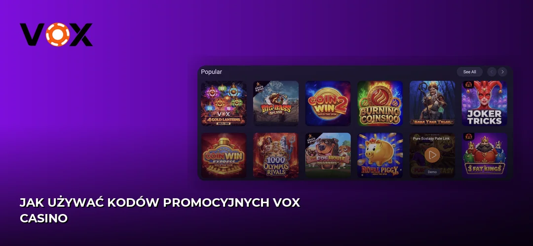 Zrzut ekranu strony Vox casino