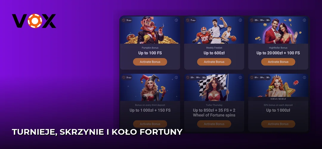 Zrzut ekranu strony Vox casino