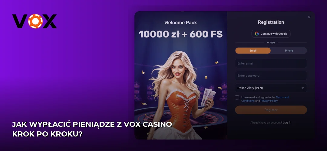 Zrzut ekranu strony Vox casino