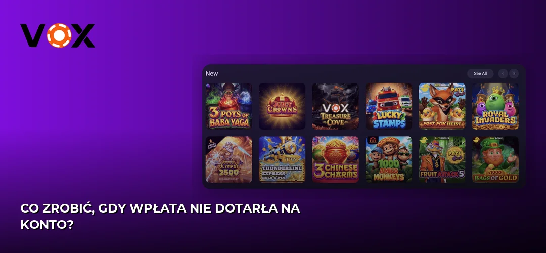 Zrzut ekranu strony Vox casino