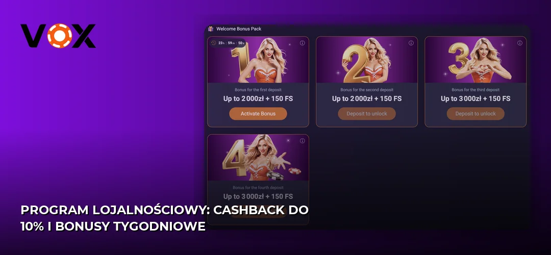 Zrzut ekranu strony Vox casino