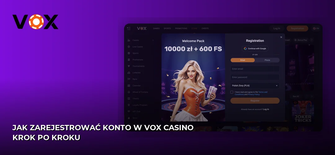 Zrzut ekranu strony Vox casino