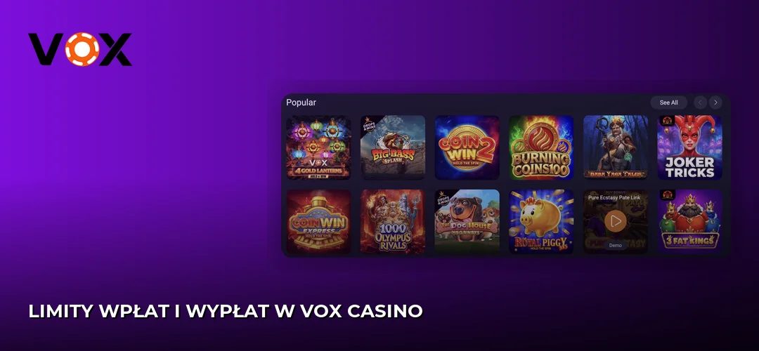 Zrzut ekranu strony Vox casino