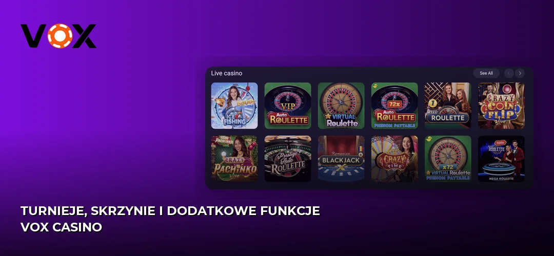 Zrzut ekranu strony Vox casino