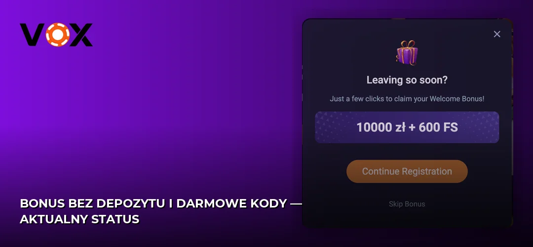 Zrzut ekranu strony Vox casino