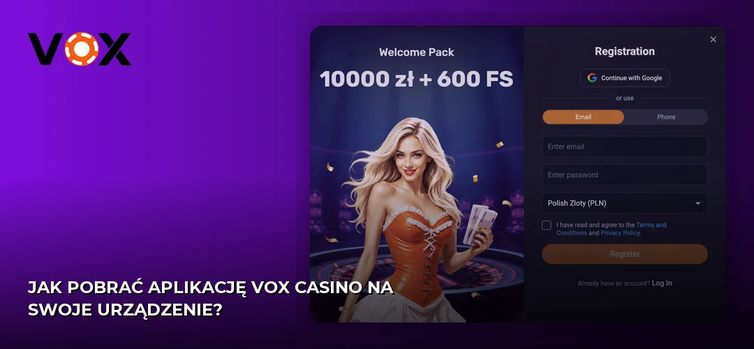 Zrzut ekranu strony Vox casino