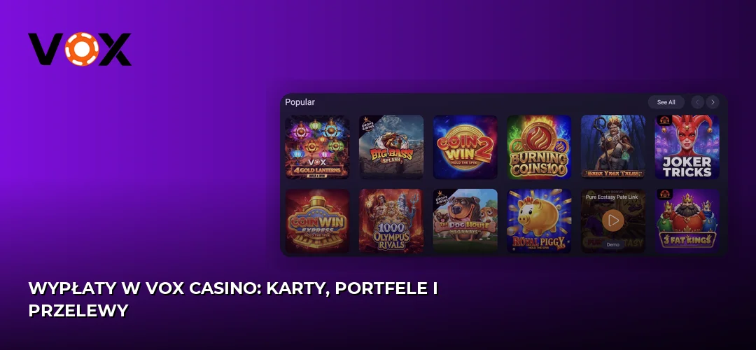 Zrzut ekranu strony Vox casino