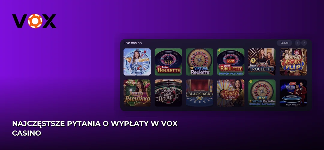 Zrzut ekranu strony Vox casino