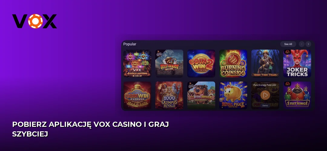 Zrzut ekranu strony Vox casino